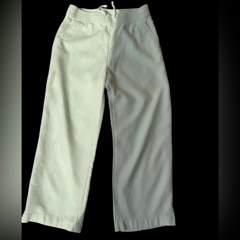 Abercrombie girls 7/8 Wide-Leg linen Drawstring Pants in  white - Picture 2 of 3